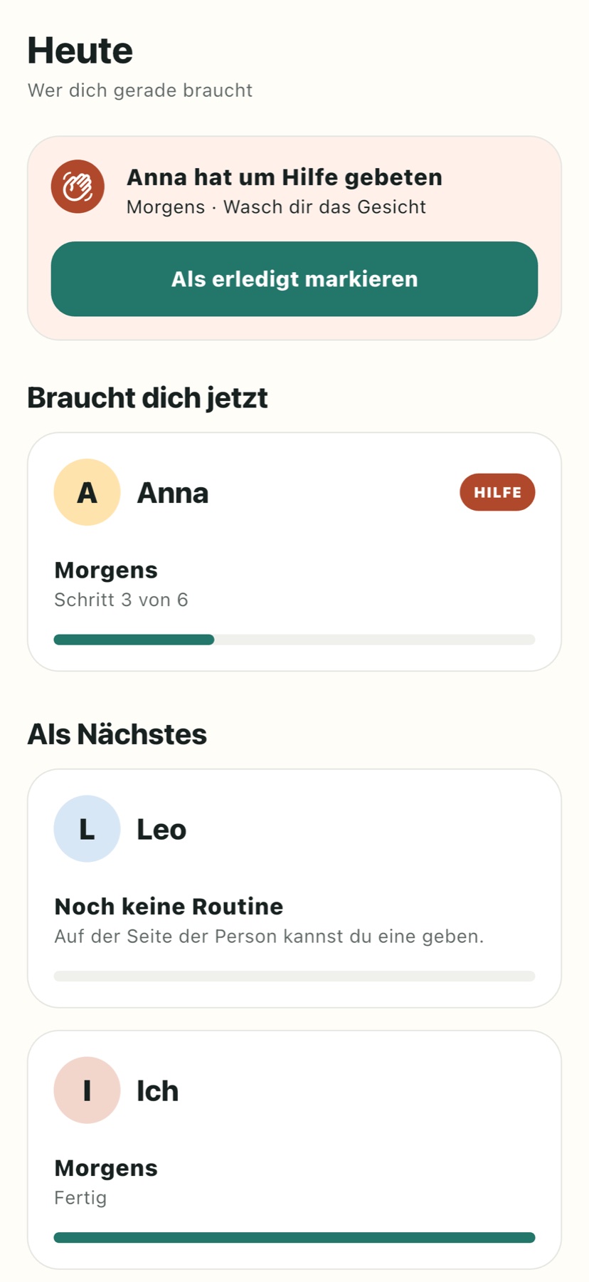 Die Planungsansicht: Routinen, Fortschritt und der nächste sinnvolle Schritt.