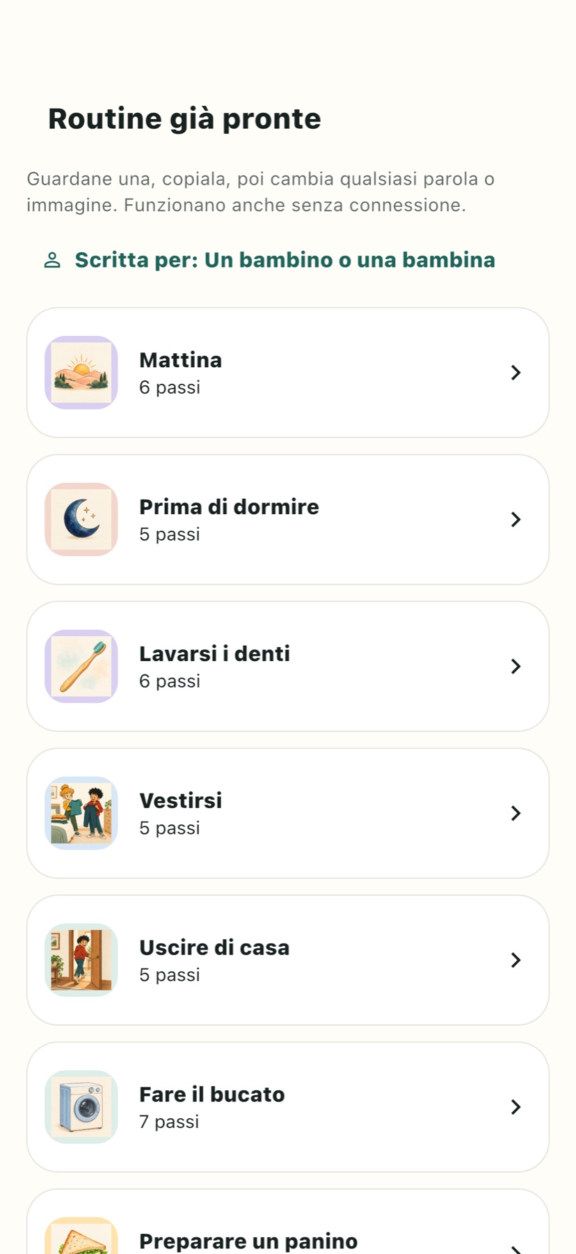 Routine iniziali che puoi adattare alla persona.